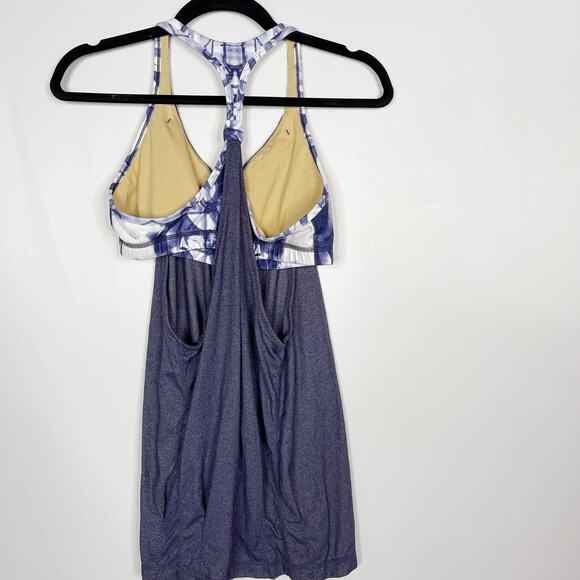 Lululemon Womens Size 8 Tie Dye No Limits Built In Tank Top Blue Purple V Neck - Picture 2 of 10